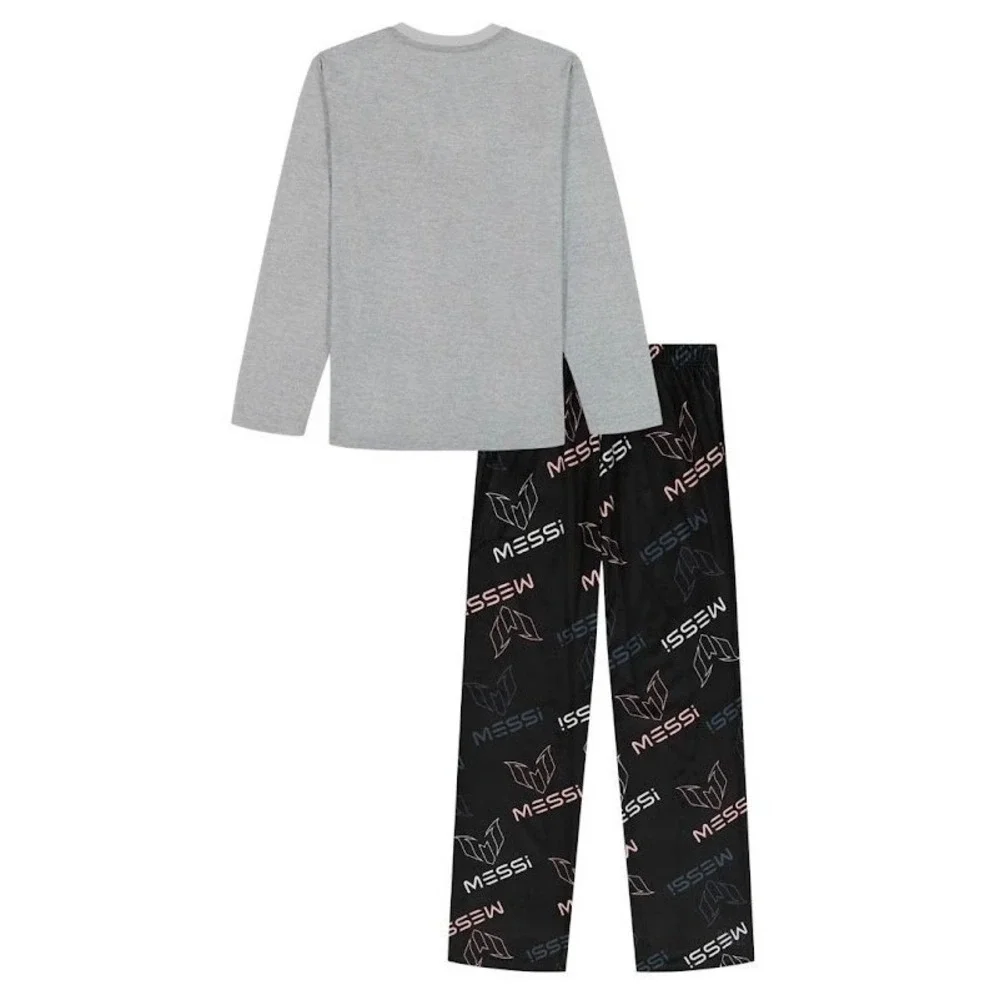 Messi Boys Long Sleeve Top and Pants PJs 2-Piece Gray Black Soccer‎ -Sz- 4